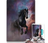 Puzzles Cheval Noir pour Adultes et Adolescents 1000 Pièces, Aidez Le Cerveau à Exercer des Jouets Addictifs pour Cultiver la Patience Une Œuvre d'art 38x26cm