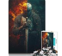 Puzzles Chevalier Magique pour Adolescents 1000 Puzzles, Jouets Jeux Éducatifs Soulagement du Stress Liste de Souhaits avec Père Noël 50x75cm