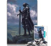 Puzzles Chevalier Noir pour Adultes 1000 pièces, Aidez Le Cerveau à exercer des Jouets addictifs pour cultiver la Patience Une œuvre d'art 38x26cm