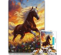 Puzzles Chevaux dans la Prairie pour Adolescents 1000 pièces, Jouets éducatifs et Anti-Stress, adaptés à la décoration de Bureau (38x26cm)