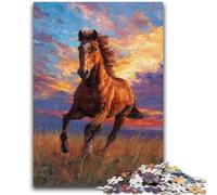 Puzzles Chevaux dans Les Prairies 1000 pièces pour Adolescents, défi d'intelligence cérébrale, Jouets addictifs, Cadeaux d'anniversaire pour Les 14 Ans et Plus, 26x38cm