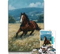 Puzzles Chevaux dans Les Prairies 1000 pièces pour Adolescents, Jeu Stimulant et Jeu Familial avec des pièces de Formes aléatoires entièrement emboîtables (38x26cm)