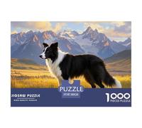 Puzzles Chien Border Collie De 1000 Pièces pour Adultes,Paysage de Prairie Un Jeu De Dexérité Très Difficile Puzzle Jeu D'intelligence 38x26cm/1000pcs