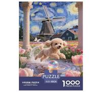 Puzzles Chien Caniche Tasse à thé Enfant Jouets Défi Divertissement Créatif Animal 1000 Pièces Qualité Premium Divertissement pour Adulte Adultes Et Enfants 38x26cm/1000pcs