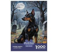 Puzzles Chien Doberman De 1000 Pièces pour Adultes,Moon Forêt Nocturne Un Jeu De Dexérité Très Difficile Puzzle ÉduChatif avec des Défis 70x50cm/1000pcs