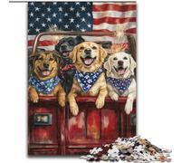 Puzzles Chien Drapeau Américain pour Adolescents, Jouets Éducatifs et Familiaux, Idéals pour la Décoration de Bureau (50x75cm)