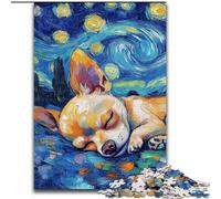 Puzzles Chihuahua Ciel Nocturne 1000 Pièces pour Adolescents, Activités Familiales Amusantes à la Maison, Cadeau d'anniversaire, Cadeaux de Voyage (26x38cm)