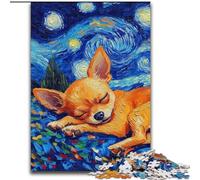 Puzzles Chihuahua Ciel Nocturne 1000 Pièces pour Adultes, Jeux Éducatifs, Jouets DIY avec Affiche et Fiche de Questions Assorties (14 Ans et Plus) (50x75cm)