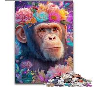 Puzzles chimpanzés à Fleurs pour Adultes, 1000 pièces, Jeux stimulants, Chaque pièce est Unique - Jeu Familial Stimulant (26x38cm)