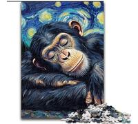 Puzzles Chimpanzés Ciel Nocturne pour Adultes et Adolescents 1000 Pièces, pour 14 Ans et Plus Jeu de Soulagement du Stress Cadeau de Noël pour Femmes (26x38cm)