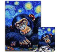 Puzzles chimpanzés Ciel Nocturne pour Adultes, Puzzles Difficiles de 1000 pièces pour Adultes, Cadeau de Vacances idéal, création à Faire soi-même 26x38cm/10,23x14,96 Pouces
