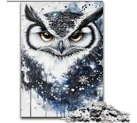Puzzles Chouette Noir et Blanc pour Adolescents 1000 Pièces, pour 14 Ans et Plus Casse-tête Jeux Familiaux Cadeaux d'anniversaire de Noël (26x38cm)