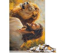 Puzzles chrétiens Lion 500 pièces pour Adolescents, Puzzle créatif en Bois, Jeu Familial, défi de difficulté, 500 pièces (52 x 38 cm)