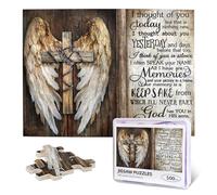 Puzzles chrétiens pour adultes - 500 pièces - Ailes d'ange religieuses pour adultes - Puzzle en bois « I Thought of You Today » - Cadeau chrétien pour s'amuser en famille