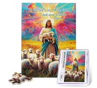 Puzzles chrétiens pour adultes - 500 pièces - Versets religieux de la Bible - Puzzles inspirants de Jésus et d'agneau - Puzzle en bois stimulant pour la famille