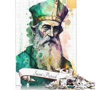 Puzzles chrétiens Saint Patrick 500 pièces Puzzles en Bois Puzzles en Bois pour Adultes Adolescents Adolescent Homme Femme Cadeau 500 pièces (52x38cm)