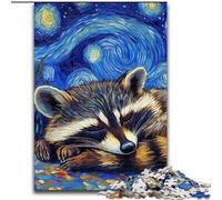 Puzzles Ciel étoilé Raton Laveur pour Adolescents, 1000 pièces, Art intéressant, réduction du Stress, liste de souhaits avec Le Père Noël (14 Ans) (26x38cm)