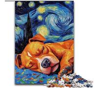 Puzzles Ciel Nocturne Staffordshire Bull Terrier 1000 pièces pour Adolescents, Jeux éducatifs à Faire soi-même avec Affiche et fiche de Questions Assorties 14 Ans et Plus (26x38cm)