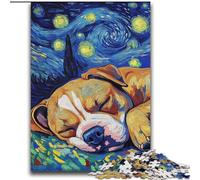 Puzzles Ciel Nocturne Staffordshire Bull Terrier pour Adolescents 2000 Puzzles, Art intéressant, réduction du Stress, liste de souhaits avec Père Noël (14 Ans) (70x100cm)