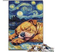 Puzzles Ciel Nocturne Staffordshire Bull Terrier pour Adultes 1000 Puzzles, pour Les 14 Ans et Plus Jeu de Noël Anti-Stress Cadeaux pour Femmes (50x75cm)
