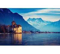 Puzzles Classiques 1000 Pieces Suisse Montagnes Villes Lac Léman 75 * 50Cm