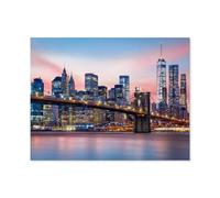 Puzzles Classiques Puzzle 1000 Pièces，Pont de Brooklyn Devant la Skyline de Manhattan, New York City, États-Unis，Adultdecompression Paper Jigsaws Toys, Kids Toys Cadeaux（50x70cm）-E54