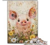 Puzzles Cochon Aquarelle pour Adultes 1000 Pièces, Anti-Stress, Défi Difficile pour la Décoration de la Maison (14+) (Taille 26x38cm)