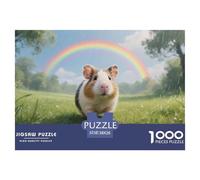 Puzzles Cochon d'Inde 1000 Pièces pour Adultes,Campagne avec Arc-en-Ciel après la Pluie Un Jeu De Dexérité Très Difficile Puzzle Jeu Éducatif l'art De La Décoration Moderne 38x26cm/1000pcs