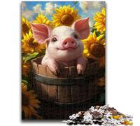 Puzzles cochons Mignons 1000 pièces pour Adolescents, Cadeaux, Jeu de Quiz, décoration Murale, Cadeaux d'anniversaire et de Noël Uniques (50x75cm)