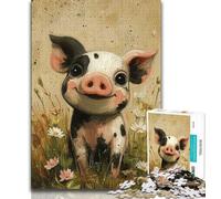 Puzzles cochons Mignons pour Adolescents, 1000 pièces, Jeu Stimulant et Jeu Familial avec des pièces entièrement emboîtables de Formes aléatoires 38x26cm