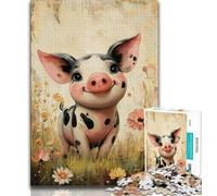 Puzzles cochons Mignons pour Adultes et Adolescents, Jeux éducatifs et Anti-Stress, liste de souhaits avec Le Père Noël (38x26cm)