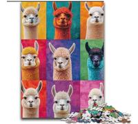 Puzzles Collage Alpaga pour Adultes 1000 Pièces, Jouets Éducatifs, Jeux Anti-Stress, Cadeaux Secret du Père Noël pour 14 Ans et Plus 26x38cm