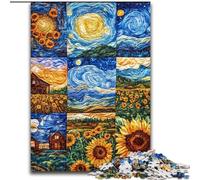 Puzzles Collage Tournesol pour Adultes 1000 Pièces, Jeu de Famille Stimulant avec Affiche et Fiche de Trivia (50x75cm)