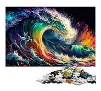 Puzzles colorés de 1 000 pièces en Carton pour Adultes, Vagues de l'océan, idéal pour Les Adolescents et Les collectionneurs, Cadeau de Voyage, activité familiale, 26x38cm / 10,23x14,96 Pouces