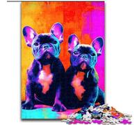 Puzzles colorés de Bouledogue français pour Adultes et Adolescents, Jouets addictifs pour stimuler l'intelligence cérébrale, Cadeaux d'anniversaire pour Les 14 Ans et Plus (26x38cm)