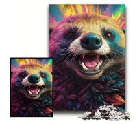 Puzzles colorés en Bois de 1 000 pièces représentant Un Blaireau à Miel. Parfaits pour Les Jeux en Famille, Les fêtes et Les Anniversaires. Taille : 50 x 75 cm.