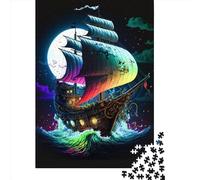 Puzzles colorés en Bois représentant des Bateaux Pirates pour Adultes et Adolescents, Jeux de Famille, Cadeaux de Noël, 500 pièces (52 x 38 cm)