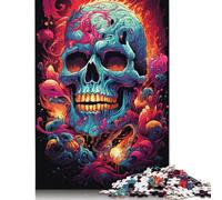 Puzzles colorés psychédéliques de 1 000 pièces représentant des crânes de Pirates pour Adultes, Jouets éducatifs, Jeux en Famille, Cadeaux d'anniversaire, 1 000 pièces (75 x 50 cm)