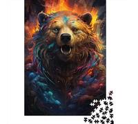Puzzles colorés psychédéliques représentant Un Ours Guerrier et Un Bouclier, 1 000 pièces pour Adultes, Puzzles de 1 000 pièces, activités familiales, Jeux éducatifs, 1 000 pièces (75 x 50 cm)