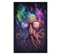 Puzzles Colorful Octopus Glasses Art Print Puzzles pour Adultes - Jeu Manuel - Défi Difficile - Idéal comme Cadeau pour Toute La Famille 1000pcs(75x50cm)