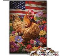 Puzzles Coq Drapeau Américain pour Adolescents 1000 Pièces, Jeux Éducatifs Décoration Maison Convient pour Décoration de Bureau (50x75cm)