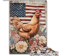 Puzzles Coq Drapeau Américain pour Adolescents 1000 Pièces, pour 14 Ans et Plus Jeux Amusants Activités Amusantes à la Maison, Cadeaux d'anniversaire, Cadeaux de Voyage (Taille 26x38cm)