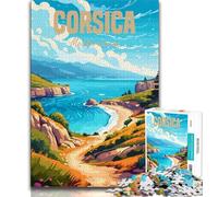 Puzzles Corse Méditerranée pour Adultes 1000 Puzzles, Jeu Stimulant et Jeu Familial Décoration Murale Cadeaux d'anniversaire et de Noël Uniques 38x26cm