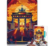 Puzzles Coucher de Soleil à la Porte de Berlin pour Adolescents, 1000 pièces, Jeu Familial Anti-Stress, défi Difficile, Cadeaux du Père Noël Secret 75x50cm