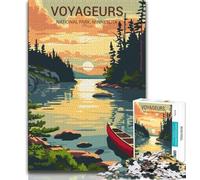 Puzzles Coucher de Soleil au Parc National des Voyageurs pour Adultes et Adolescents, 1 000 pièces, Jouet éducatif et décompressant, idéal comme Cadeau, 38x26cm
