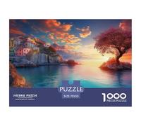 Puzzles Coucher de Soleil au Port De 1000 Pièces pour Adultes,Ville du golfe Un Jeu De Dexérité Très Difficile Puzzle Jeu D'intelligence 70x50cm/1000pcs