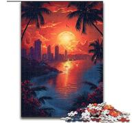 Puzzles Coucher de Soleil dans Une Ville balnéaire pour Adolescents 1000 pièces, pour Les 14 Ans et Plus Casse-tête Jeux en Famille Cadeaux d'anniversaire de Noël (50x75cm)