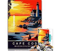 Puzzles Coucher de Soleil sur Cape Cod MA pour Adultes 1000 Puzzles, Jeu Familial Anti-Stress défi Difficile Cadeaux du Père Noël Secret 38x26cm