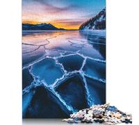Puzzles Coucher de Soleil sur Un lac gelé 1000 pièces pour Adultes Puzzles en Bois Exercice cérébral Jeu de défi Divertissement Cadeaux Activité familiale (75x50cm)