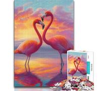 Puzzles Couple de Flamants Roses pour Adolescents, Jeux stimulants, Chaque pièce est Unique - Jeu Familial Stimulant (50x75cm)